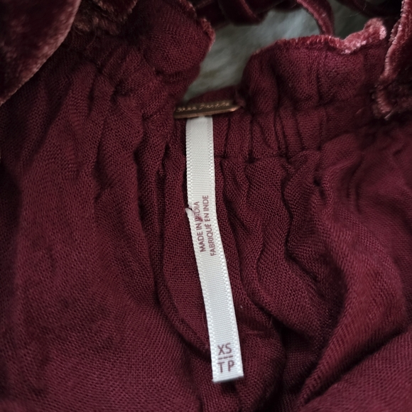 Free People Daphne Velvet Mini Dress Open Lace-up Back Deep Red - Picture 13 of 16